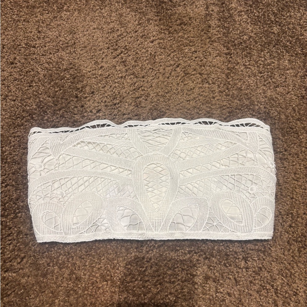 American Eagle Outfitters White Lace Crop Top